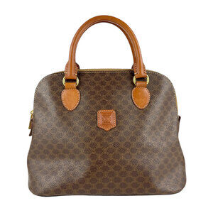 Celine handbag shoulder bag brown Macadam coated canvas leather